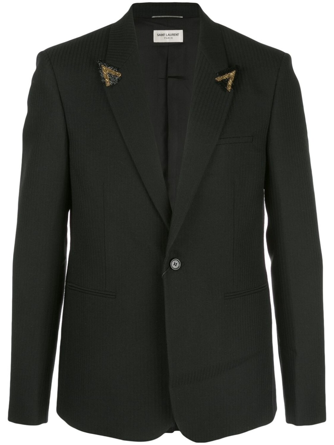 

Приталенный блейзер с бисером Saint Laurent, черный