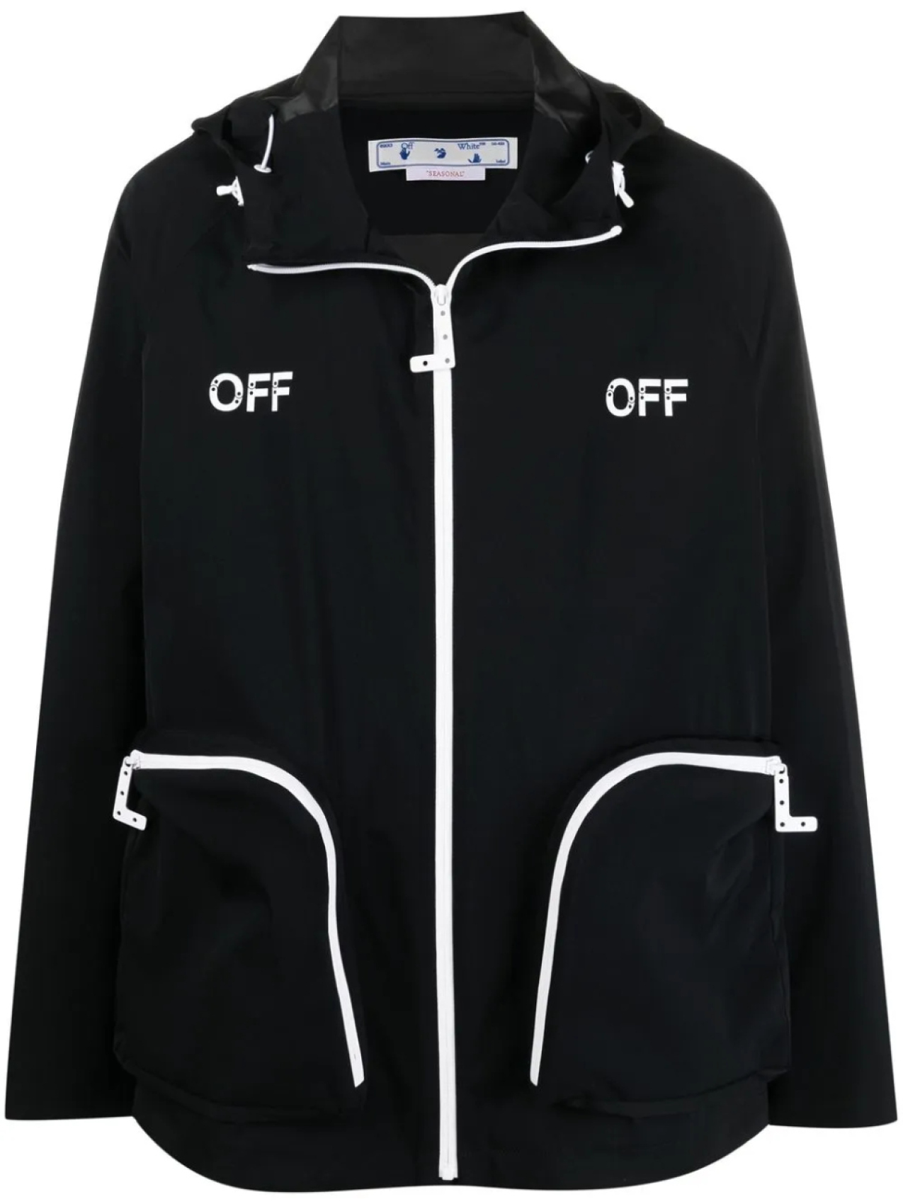 

Off-White куртка с капюшоном и логотипом, черный