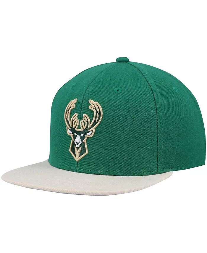 

Мужская двухцветная кепка Snapback 2.0 Hunter Green, кремовая Milwaukee Bucks Team Mitchell & Ness, зеленый
