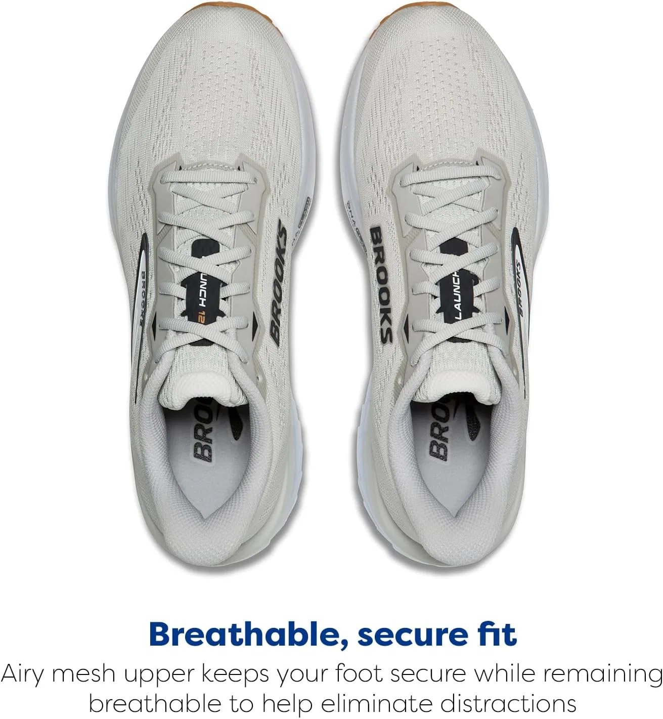 Мужские беговые кроссовки Brooks Launch 12 нейтрального цвета, Oyster White Phantom — фото 4