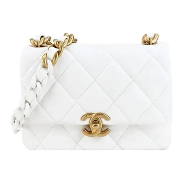 

CHANEL Кожаная сумка через плечо миниатюрная женская белая
