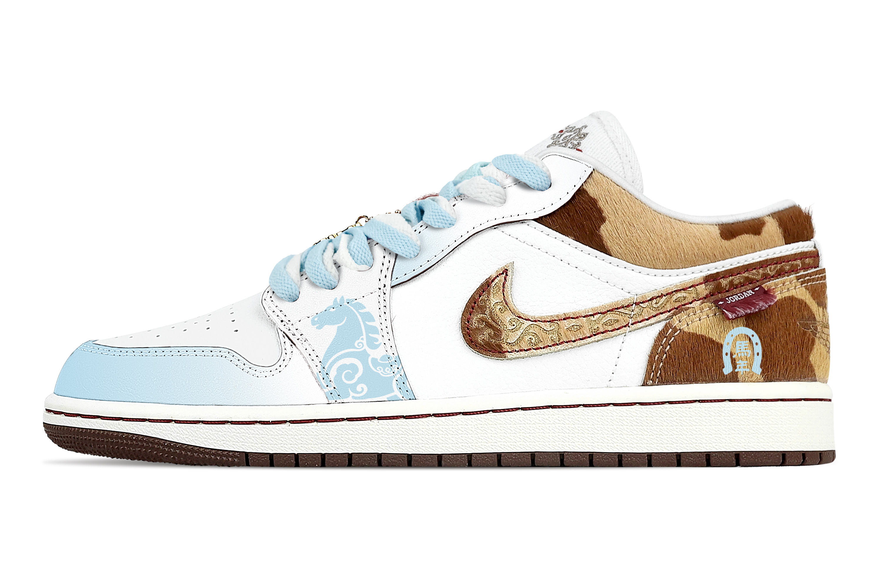 

Jordan Кроссовки Air 1 Swift Cyan Cloud Abrasion Resistant Low top Vintage мужские бело-голубые