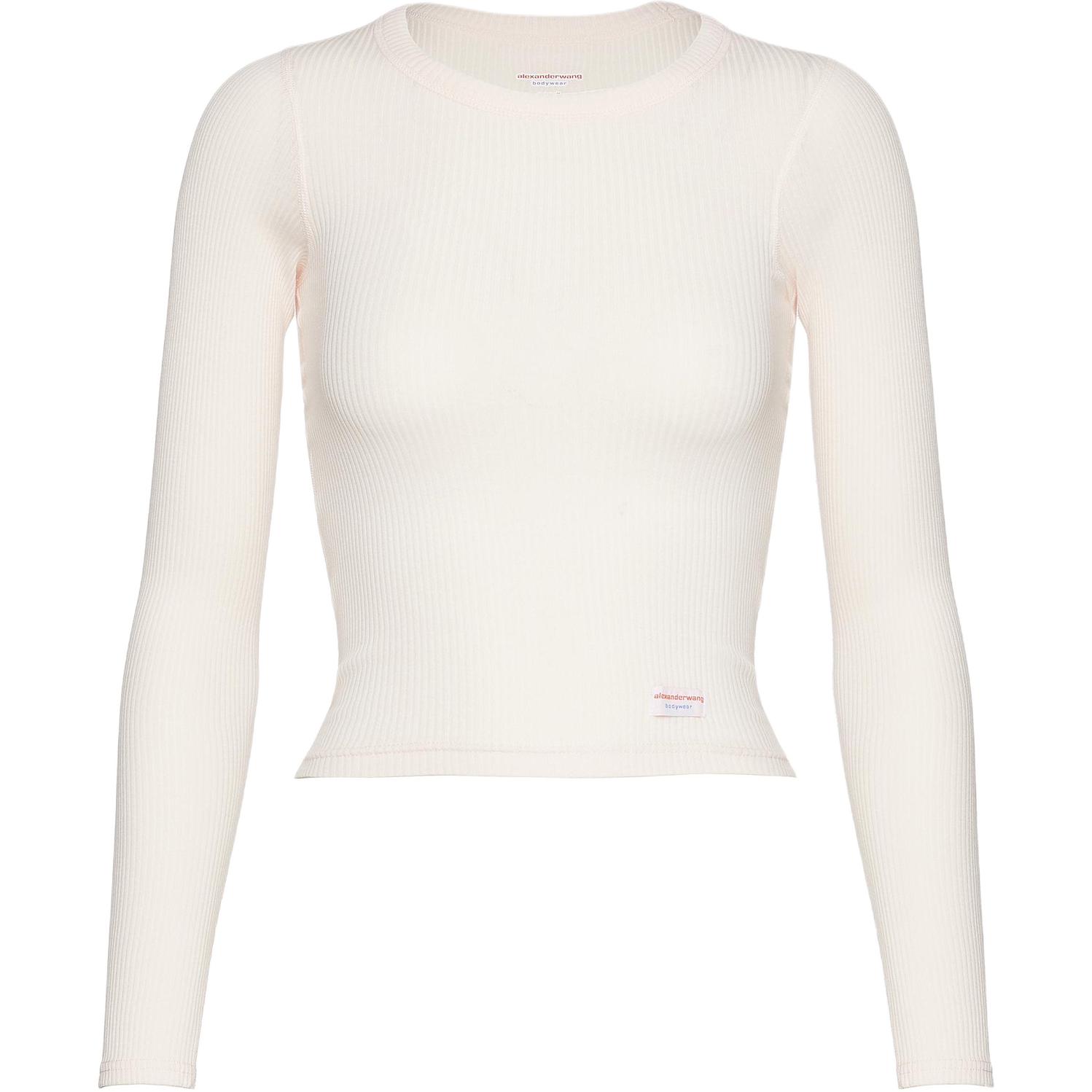 

Футболка с длинными рукавами и ребристым узором Alexander Wang, светло-розовый