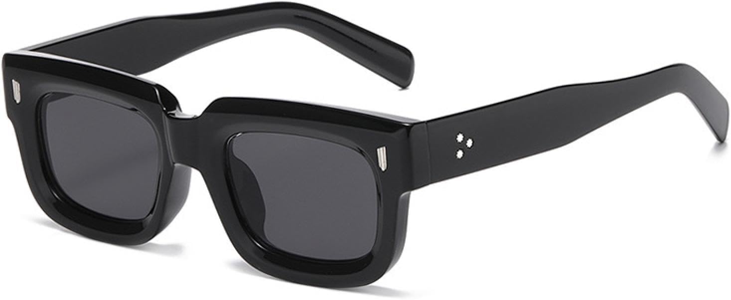 

Модные маленькие солнцезащитные очки для женщин в стиле ретро с заклепками, мужские с прозрачными линзами цвета океана, защита от УФ-излучения UV400, в стиле панк TVTBBVV, Black Grey