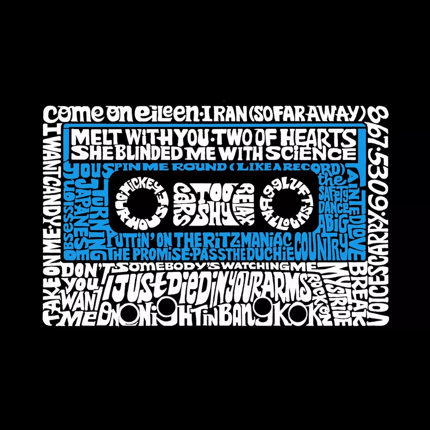 

80S One Hit Wonders — мужская толстовка с круглым вырезом Word Art LA Pop Art