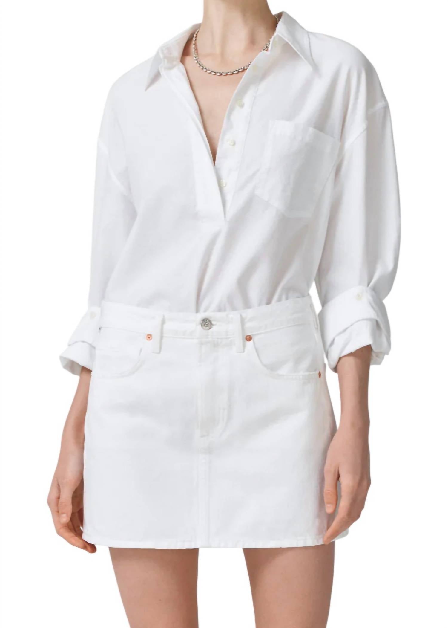

Рубашка Aave Oversize Cuff Shirt из оксфордского белого цвета Citizens of Humanity
