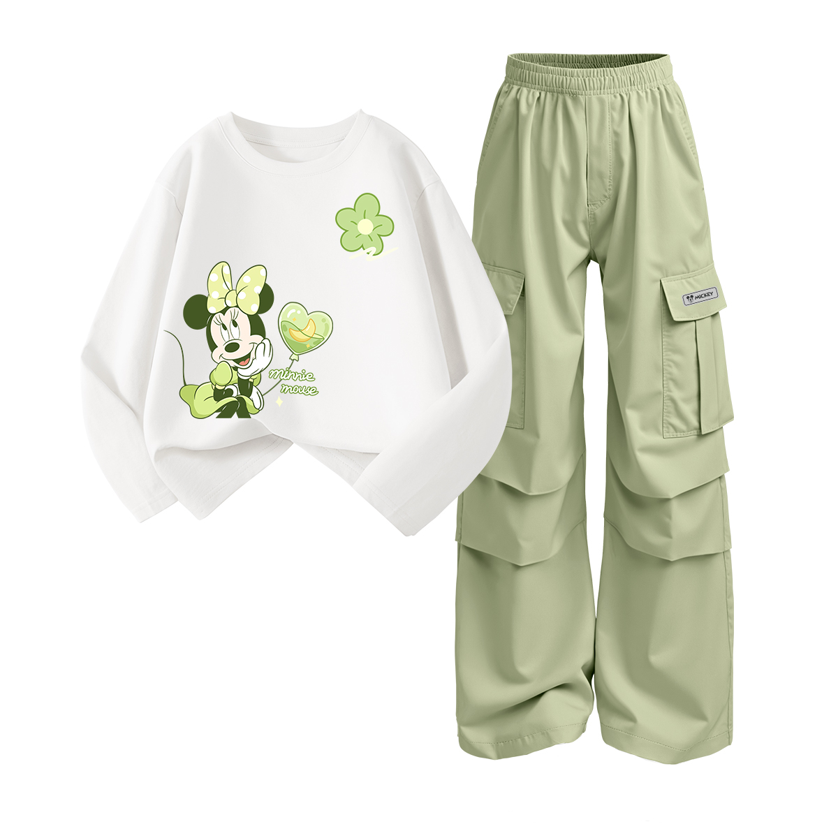 

Повседневный спортивный комплект из 2 предметов для детей 3-7 лет Disney, белый/зеленый