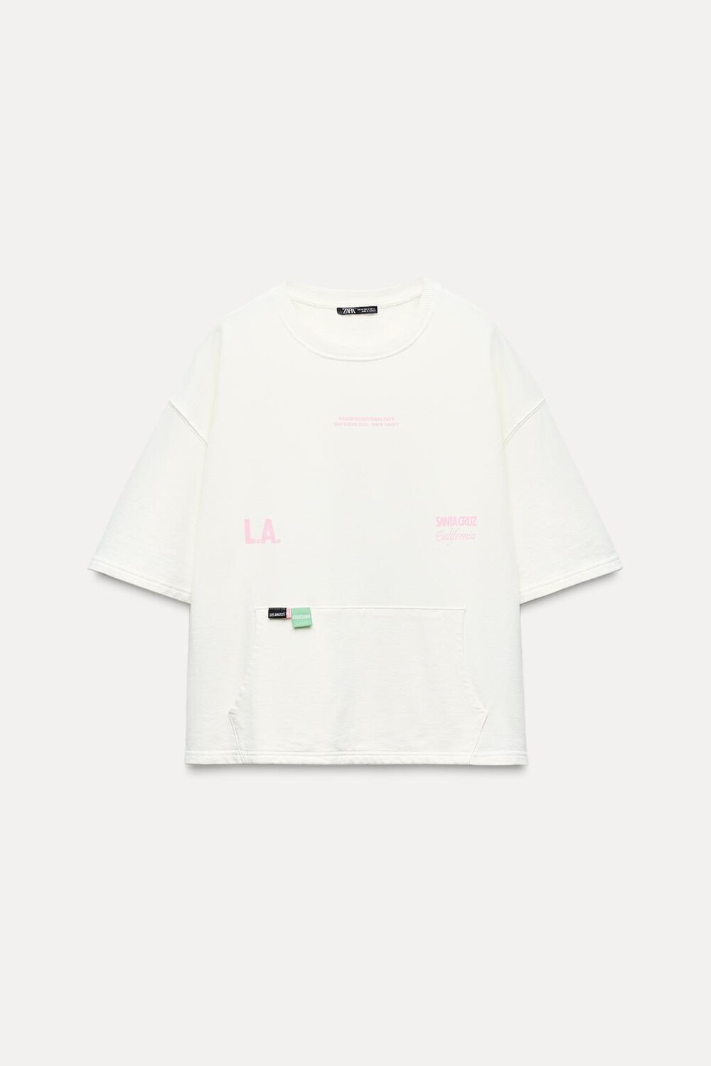 

Толстовка с нашивками-лозунгами ZARA, экрю