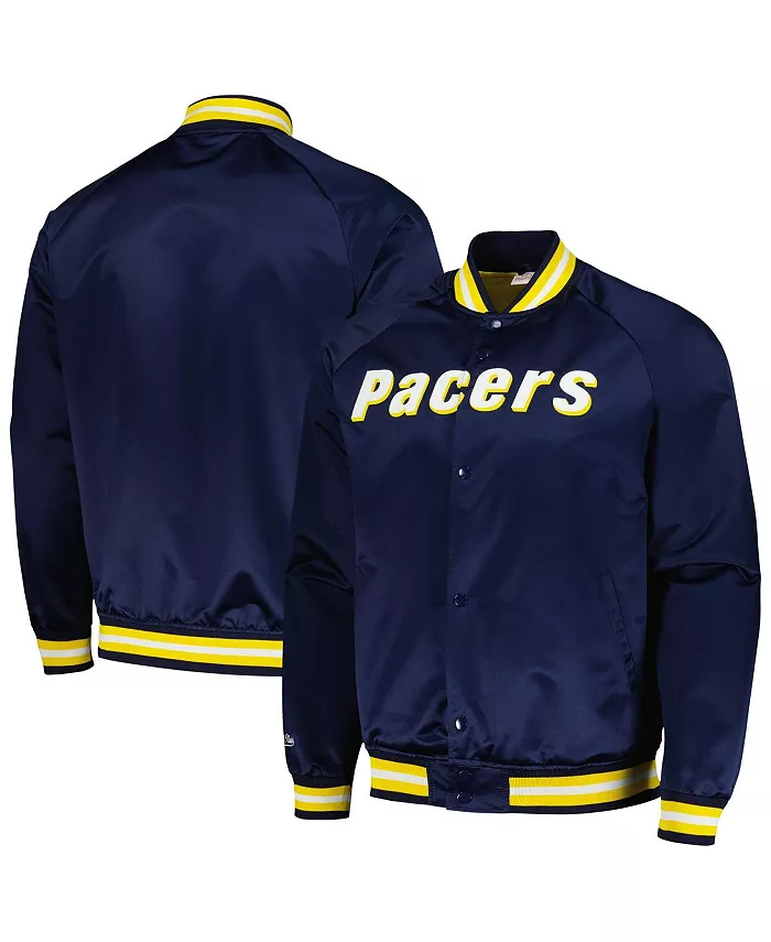 

Мужская синяя куртка Indiana Pacers Hardwood Classics Throwback Wordmark с рукавом реглан и полной застежкой на кнопки Mitchell & Ness