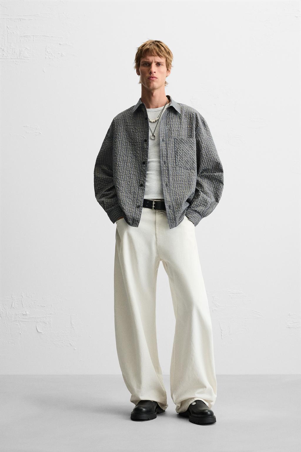 

Клетчатая рубашка с карманом ZARA, синий