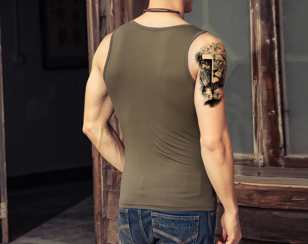 Временные татуировки с львом, Иисусом и крестом XQB380 Beyondtattoos — фото 2