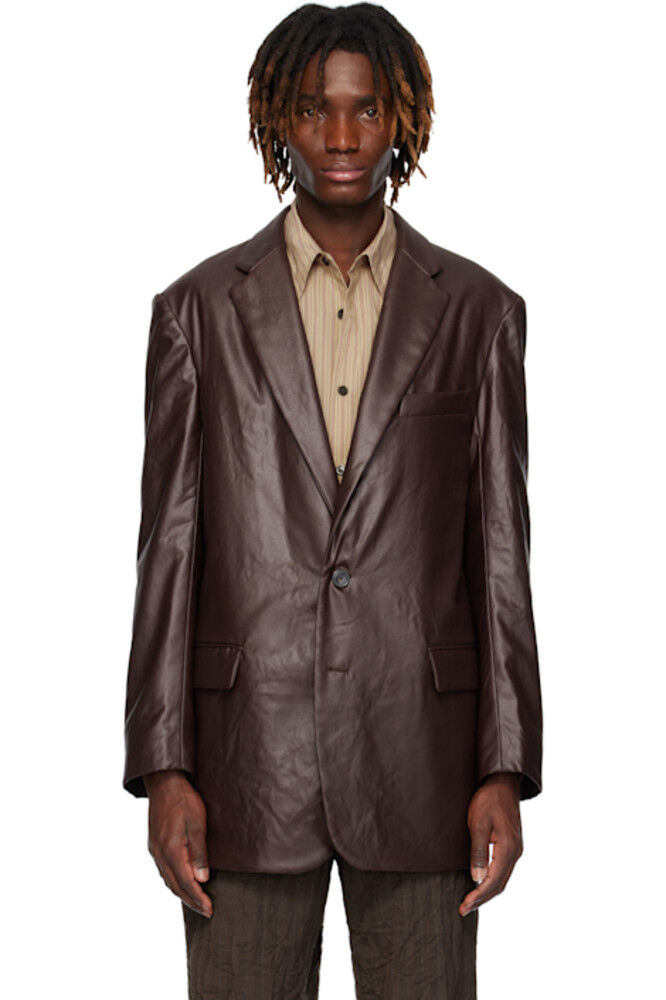 

Бордовый покрытый блейзер Dries Van Noten