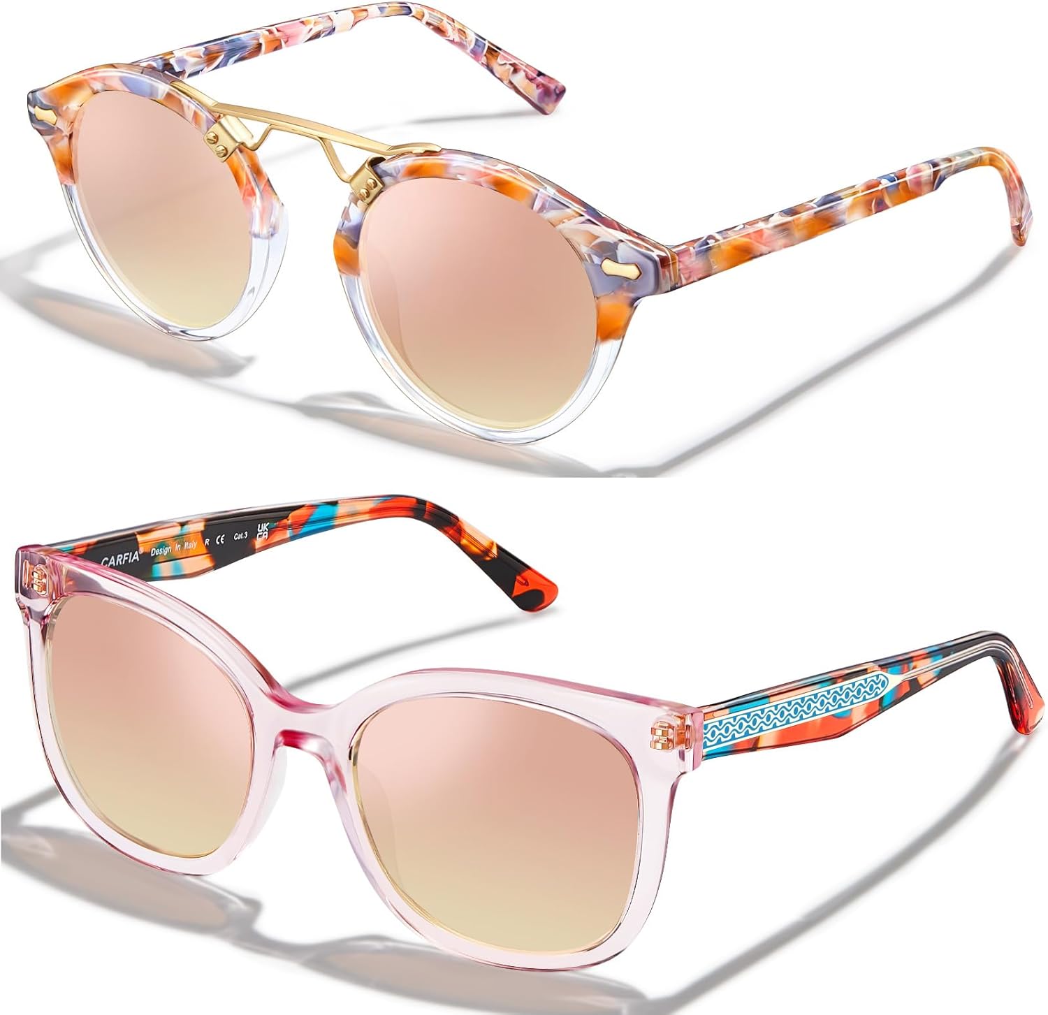 

Солнцезащитные очки CARFIA «Кошачий глаз» розового цвета с зеркальными линзами для женщин, поляризованные, с защитой от УФ-излучения, в стиле ретро с рельефным узором на проволочном каркасе