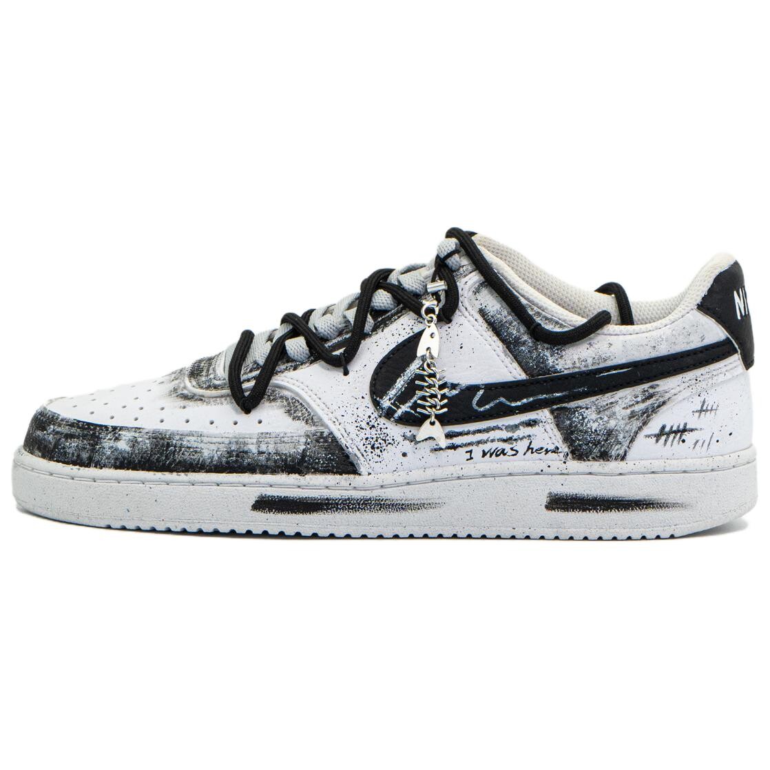 

Кроссовки Nike Court Vision 1 Skateboard Shoes Men Low-Top Black White, черный/белый