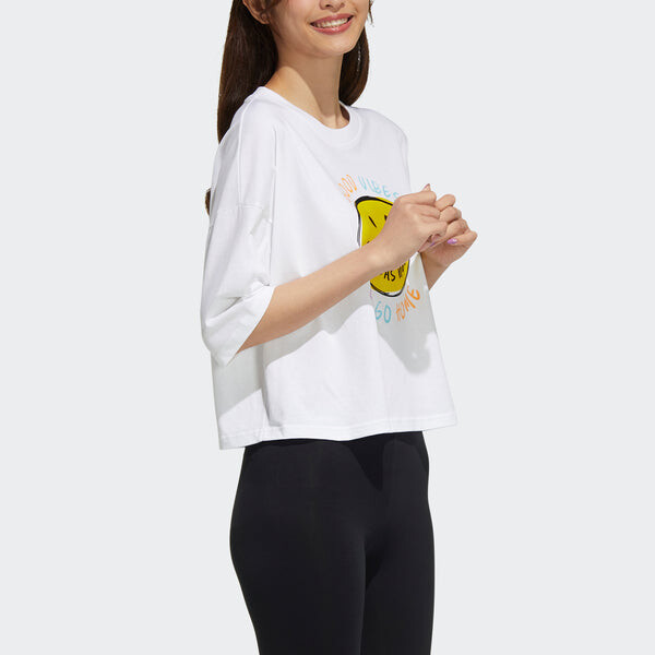 Футболка neo csmy tee1 спортивные с коротким рукавом Adidas, белый — фото 4