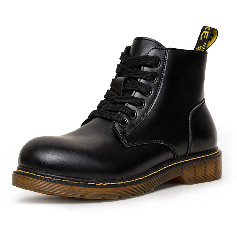 

MADEN Кроссовки Мартин на среднем каблуке унисекс черные - черные[Мягкая кожа 6 люверсов], цвет Black[Soft Leather 6 Eyelets]