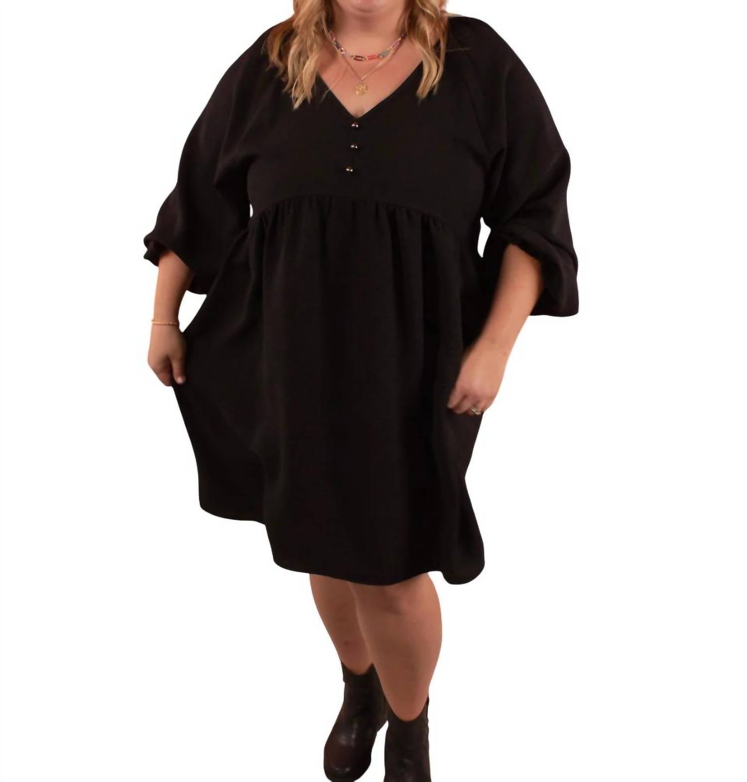 

Платье Bonnie Bubble Sleeve Peplum черного цвета Haptics