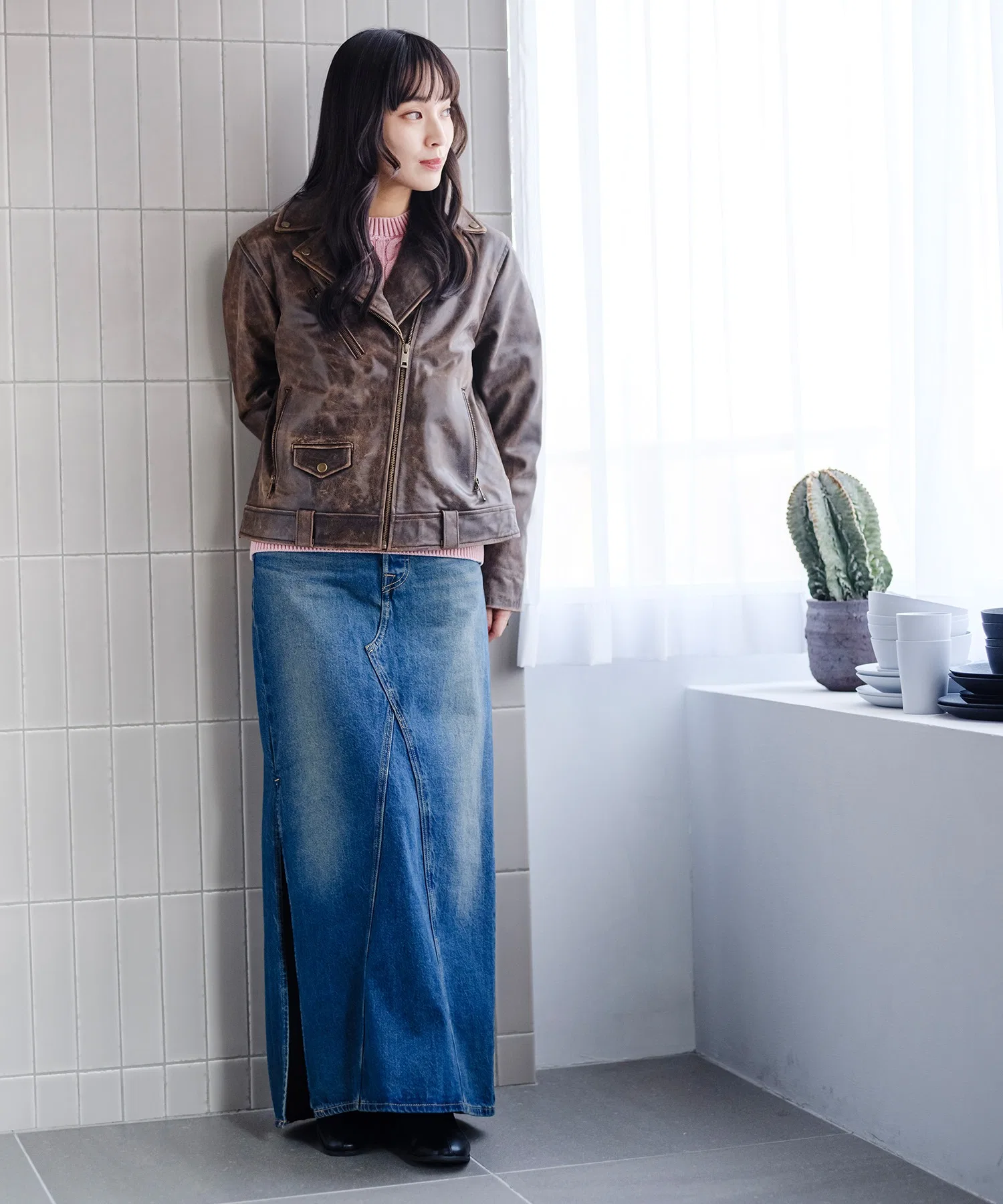 Куртка кожаная Levi's мотоциклетная из натуральной кожи коричневая — фото 3
