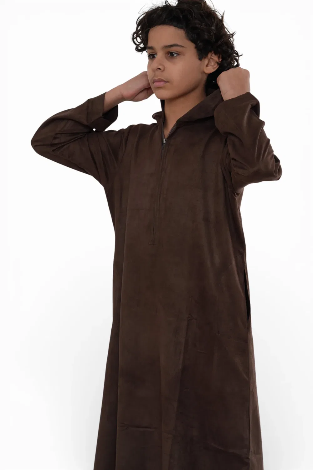 Arabic Thobes Детская коричневая марокканская джубба-халат для мальчиков на Ид - K-HM12 — фото 4