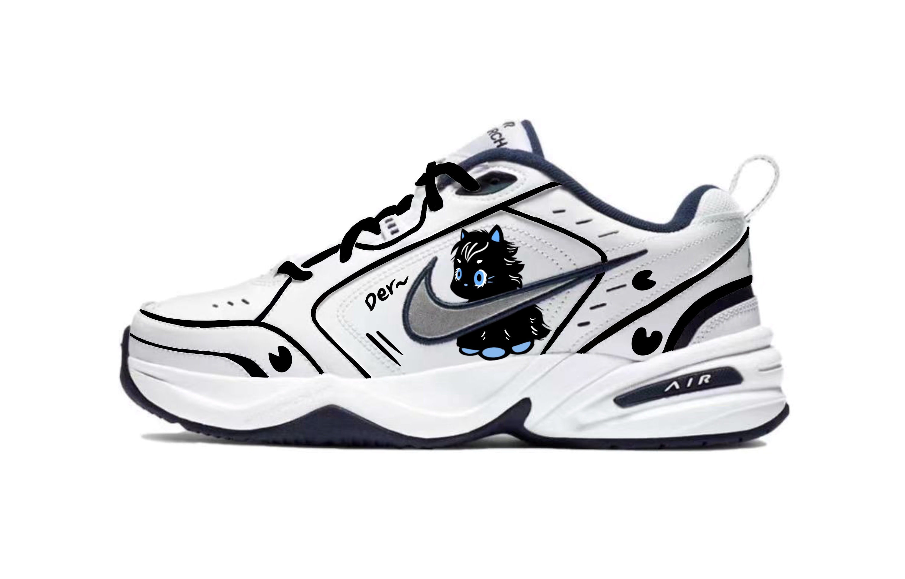 

Nike Кроссовки Air Monarch 4 Black Sugar Pony из синтетической кожи с амортизацией, устойчивые к истиранию, дышащие, низкие, массивные