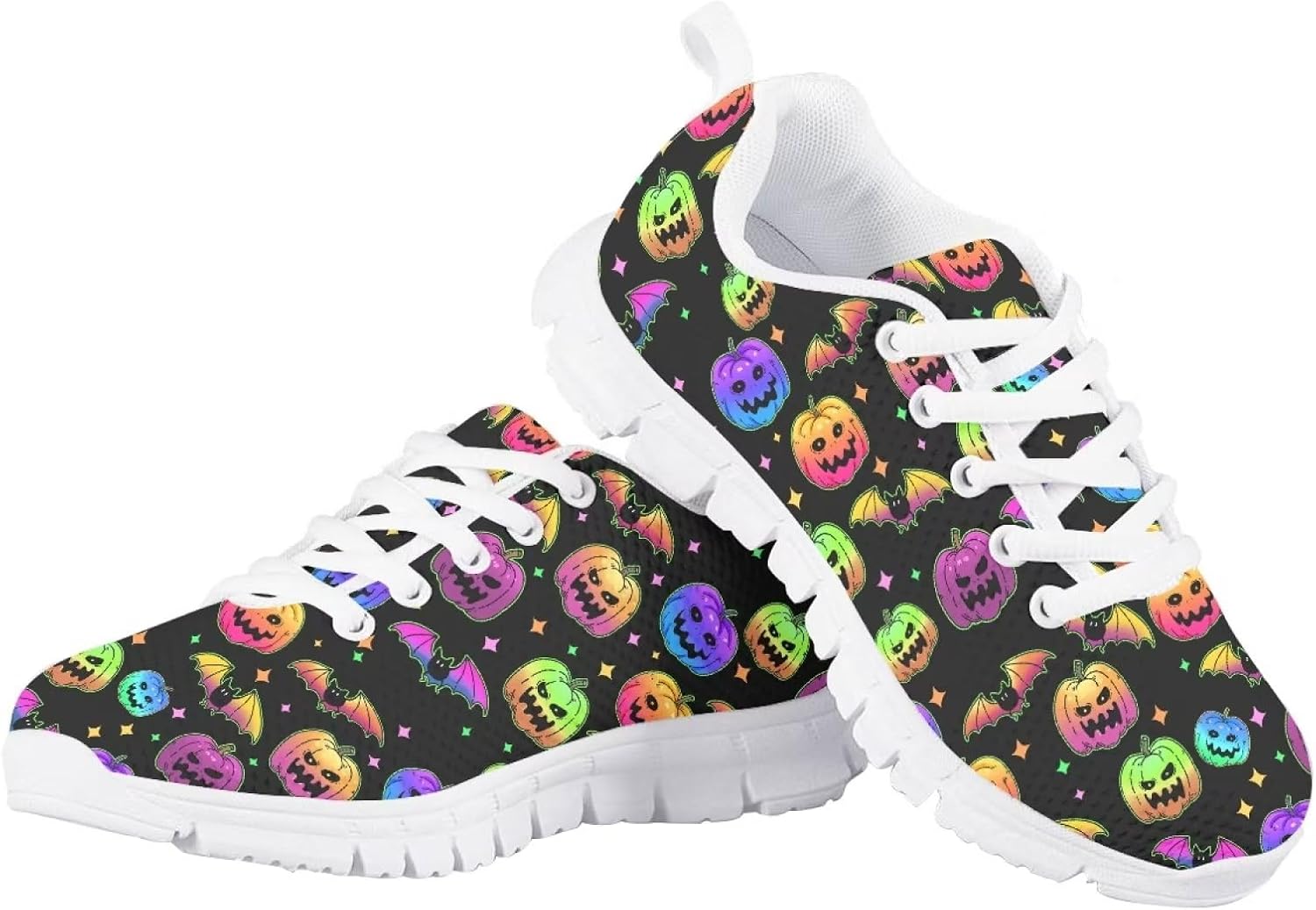 

Детские кроссовки Binienty для мальчиков и девочек, для бега и тенниса, легкие, дышащие, спортивные, для детей, Colorful Pumpkin Face Bat