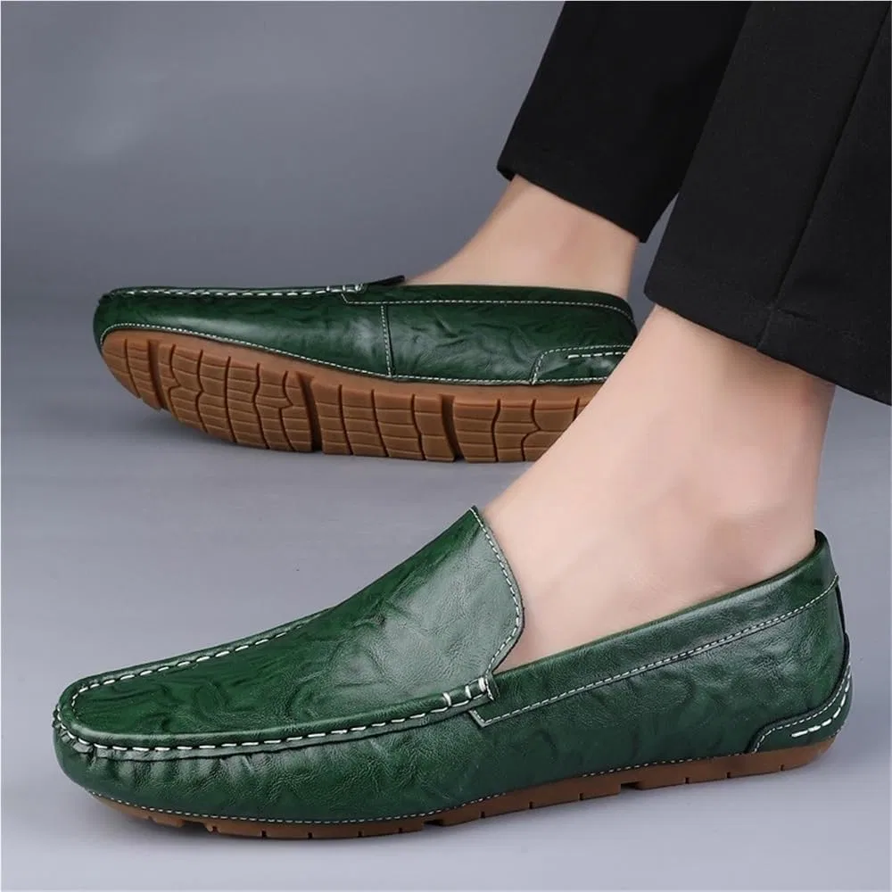 Лоферы мужские Leather Loafers, зеленый DHFIRUFSHLO — фото 3