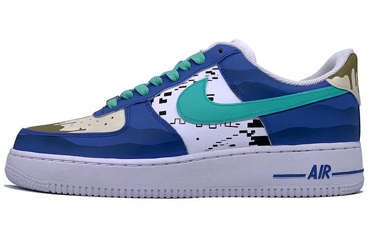

Кроссовки для скейтбординга Air Force 1 мужские с низким верхом, синие/белые/зеленые Nike, Зеленый, Кроссовки для скейтбординга Air Force 1 мужские с низким верхом, синие/белые/зеленые Nike