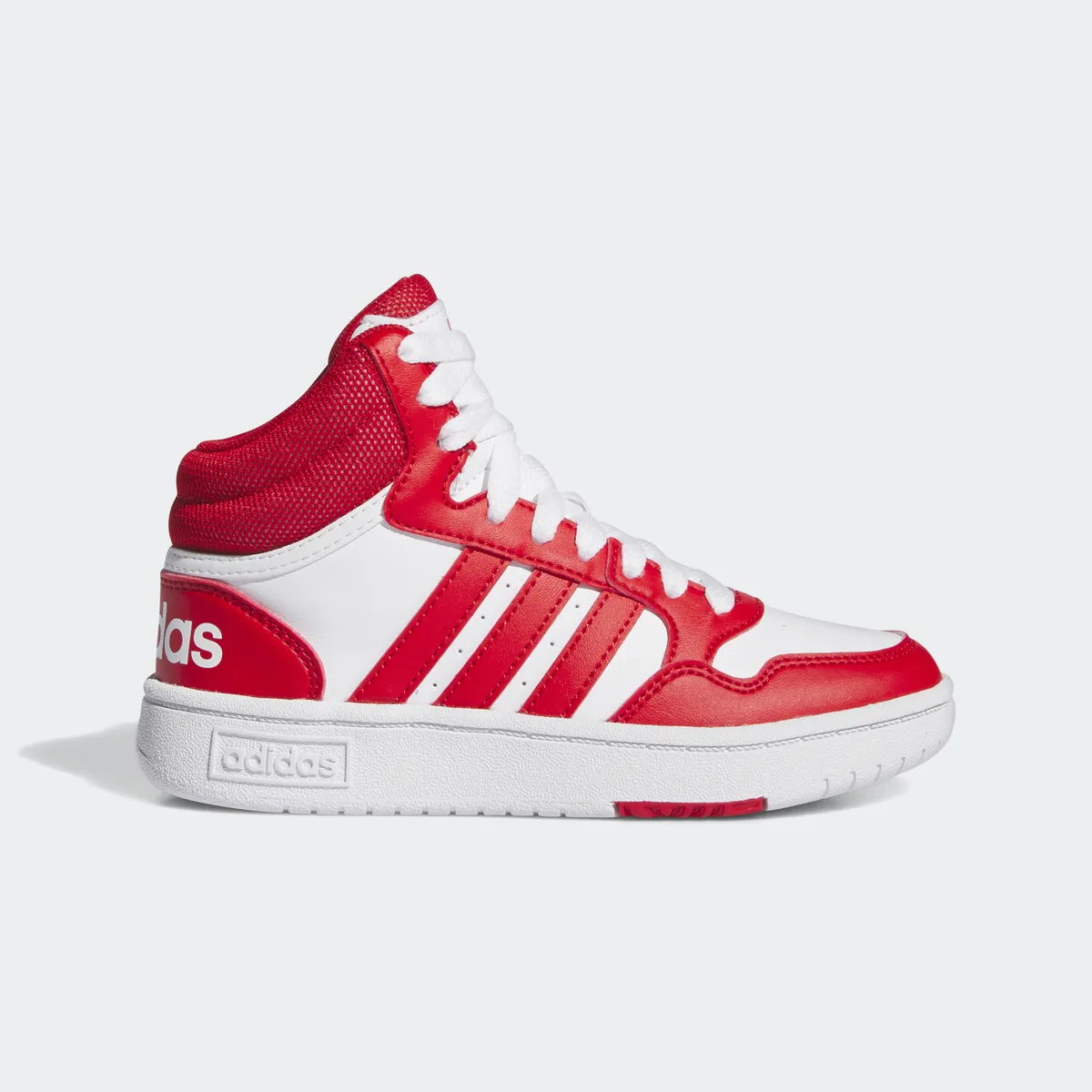 

Баскетбольные кроссовки Adidas Sportswear "HOOPS MID 3.0 K", цвет Cloud White / Better Scarlet / Better Scarlet