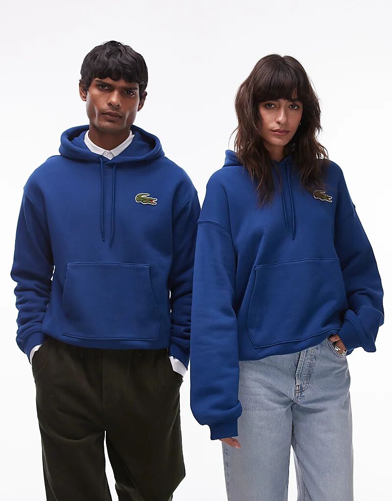 

Толстовка с капюшоном и фирменным логотипом синего цвета Lacoste