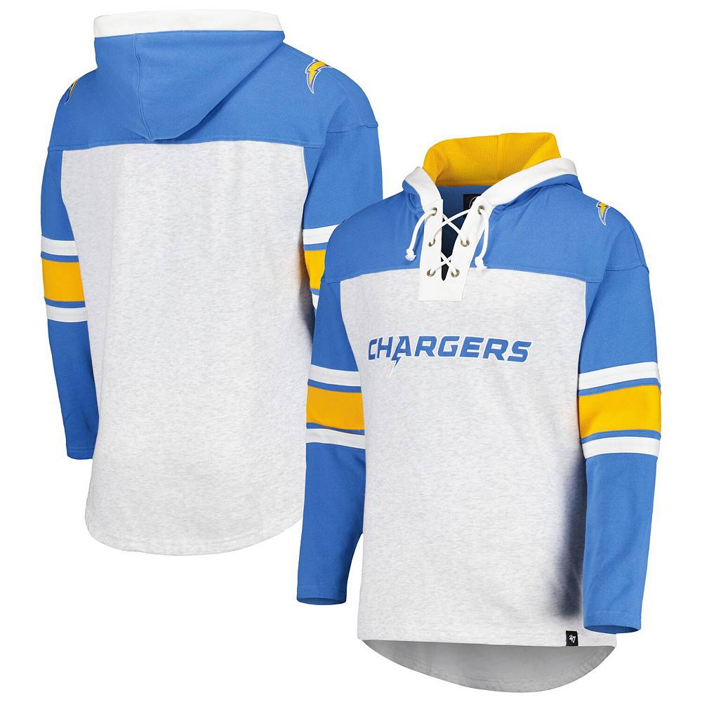 

Мужской пуловер с капюшоном на шнуровке Los Angeles Chargers Heather Grey Gridiron '47, цвет Chg Grey