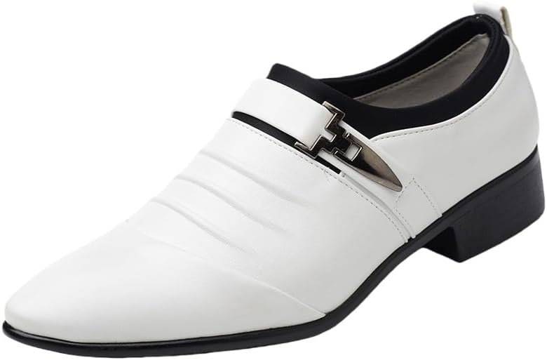 

Мужские модные кожаные туфли - простые и повседневные, доступны в больших размерах, подходят для повседневной носки на работу и поездок Fusecottc, белый