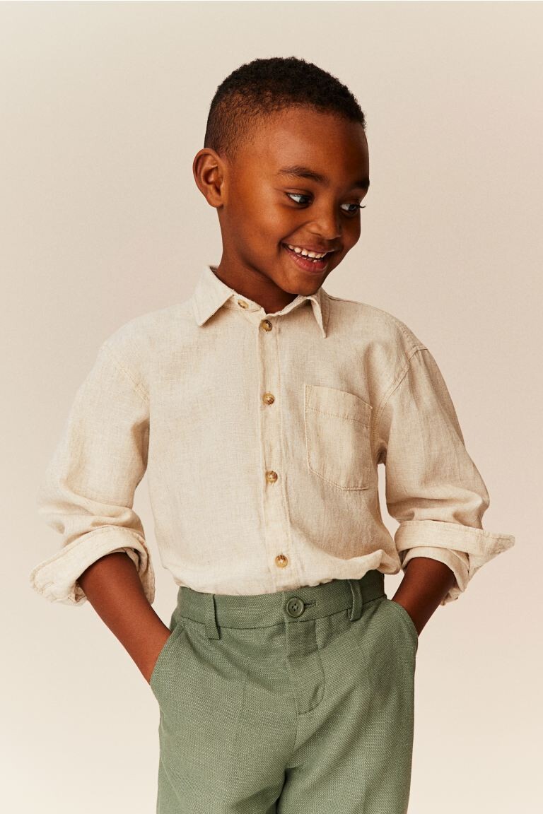 

Рубашка из смеси льна H&M, бежевый