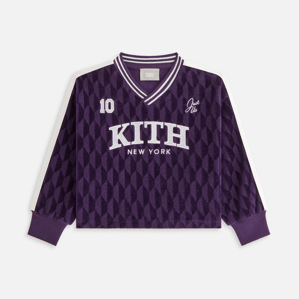 

Свитер Kith Kids Cropped Velour Soccer Sweatshirt, цвет Sovereign
