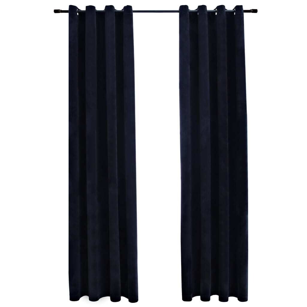 

VidaXL Плотные шторы с люверсами 2 шт. Бархатный черный 140x225 см