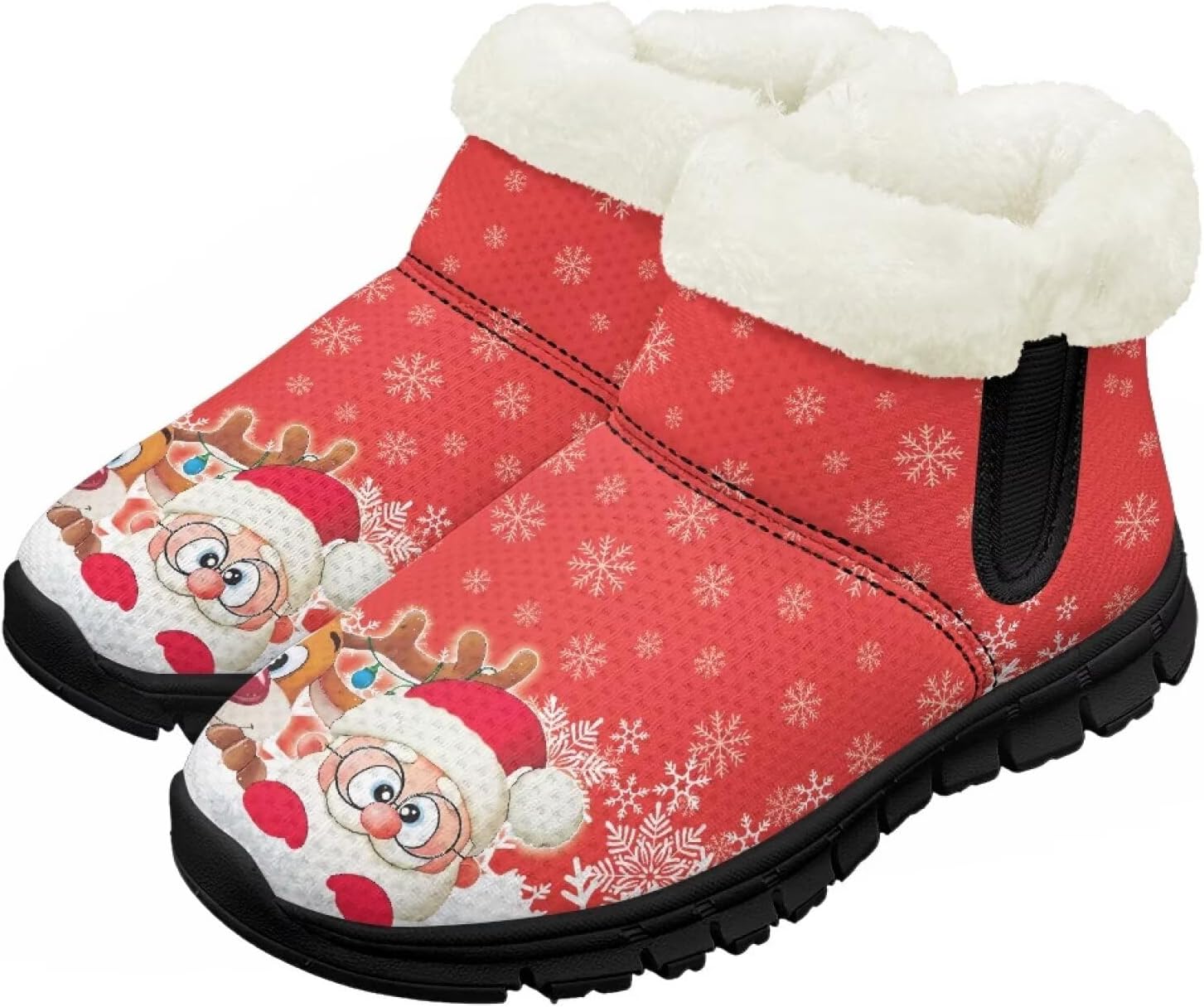 

Детские зимние ботинки Chririnla для девочек и мальчиков, нескользящие, с меховой подкладкой, теплые, для улицы, легкие в надевании и снятии, Cute Santa Claus