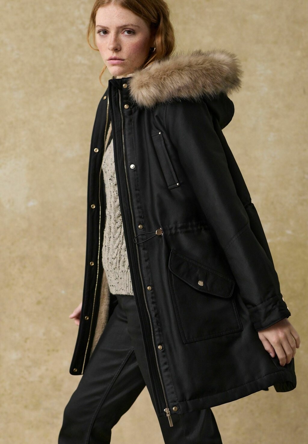

Зимнее пальто HOODED WITH-REGULAR FIT Next, черный