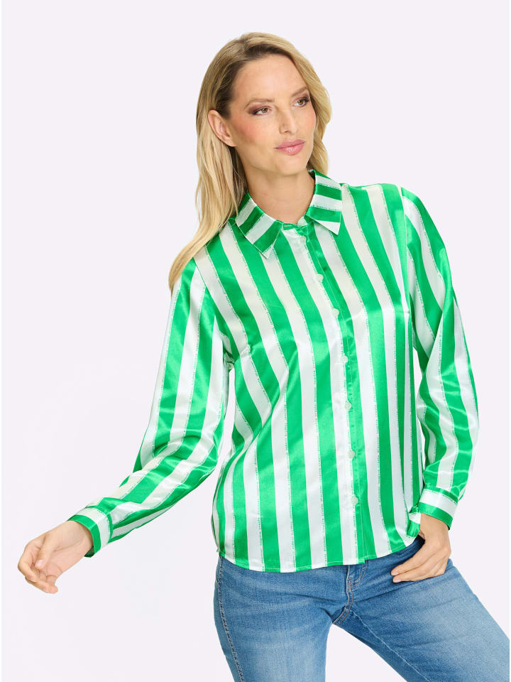 

Heine Рубашка-блузка в полоску травянисто-зеленого и кремового цвета