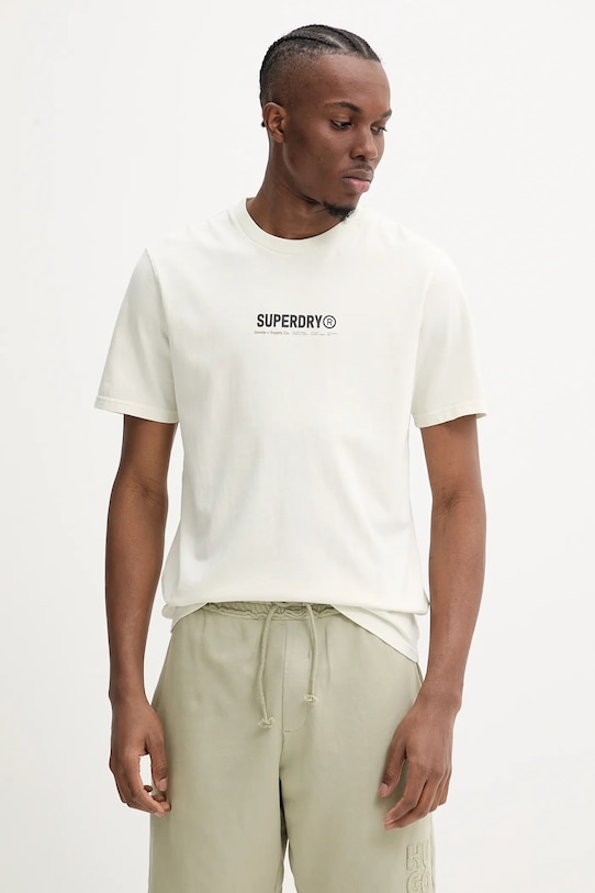 

Хлопковая футболка Superdry, бежевый