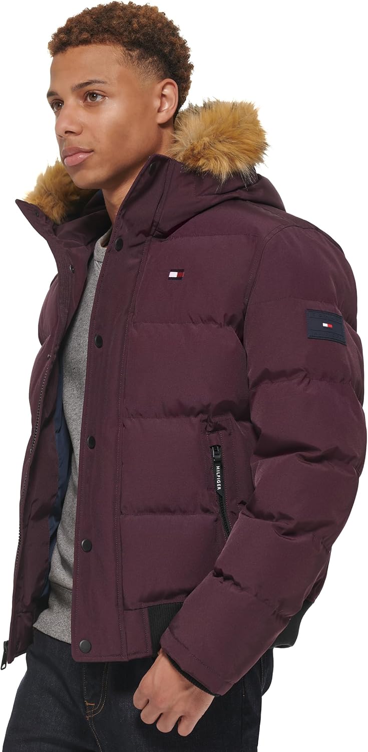 Мужская стеганая куртка-бомбер Tommy Hilfiger Arctic Cloth (стандартная и для больших и высоких), Burgundy — фото 2