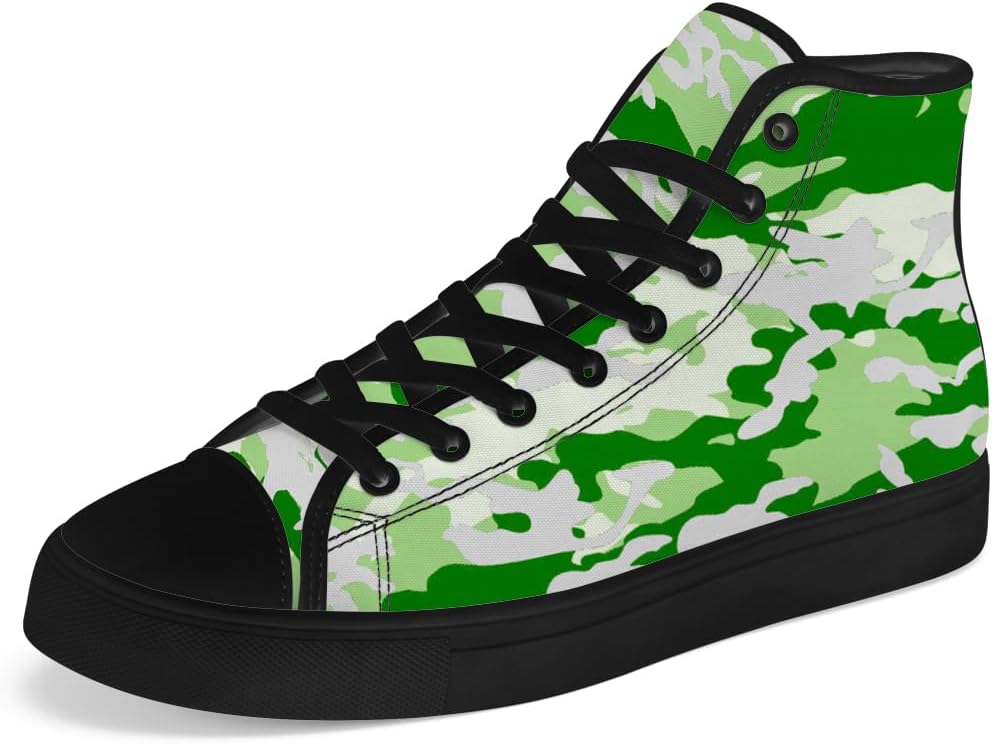 

Мужские и женские высокие кеды из холщовой ткани зеленого камуфляжа, высокие кроссовки с шнуровкой, повседневная обувь, подарок для мужчин и женщин Chebing