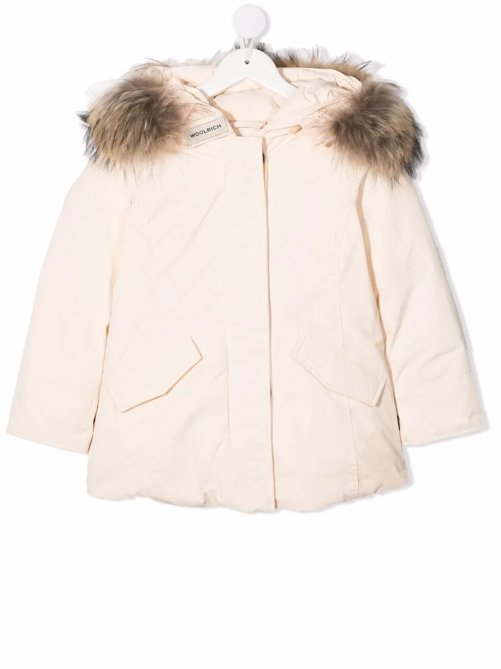 

Пуховик с отделкой из искусственного меха Woolrich Kids, белый