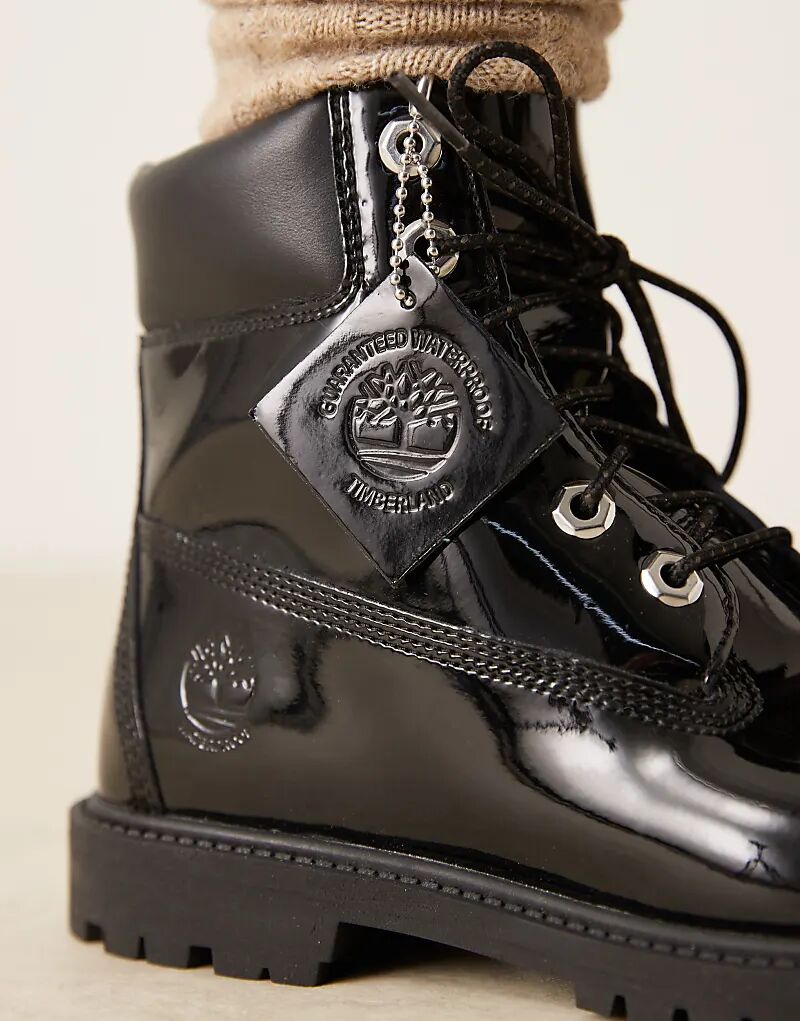 Ботинки Timberland премиум-класса высотой 6 дюймов из черной лакированной кожи — фото 2