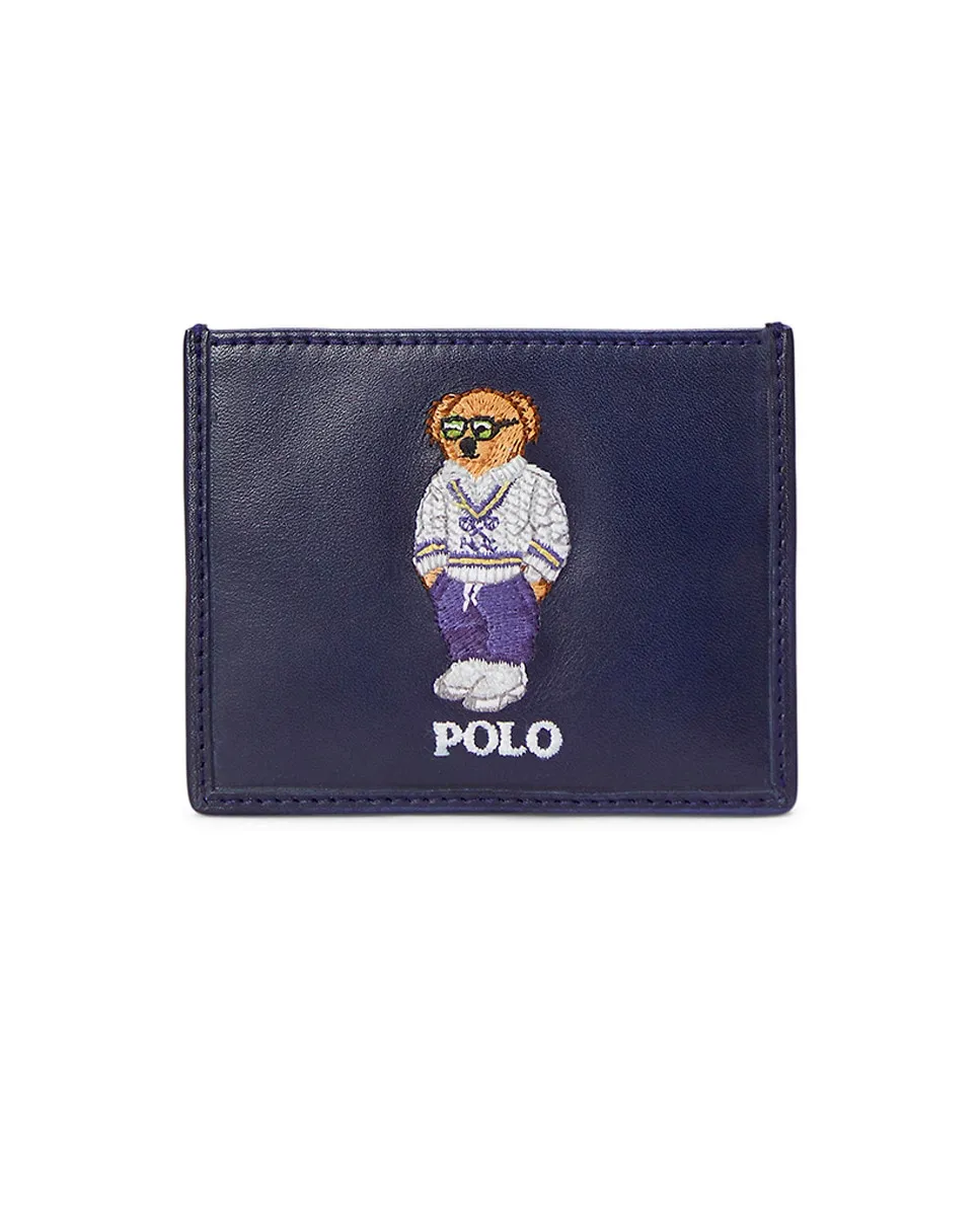 

Мужской кожаный держатель карт с Polo Bear Polo Ralph Lauren, цвет Azul Melange