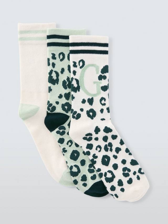 

Носки до щиколотки с принтом звериного алфавита John Lewis, G, Pack of 3, Green