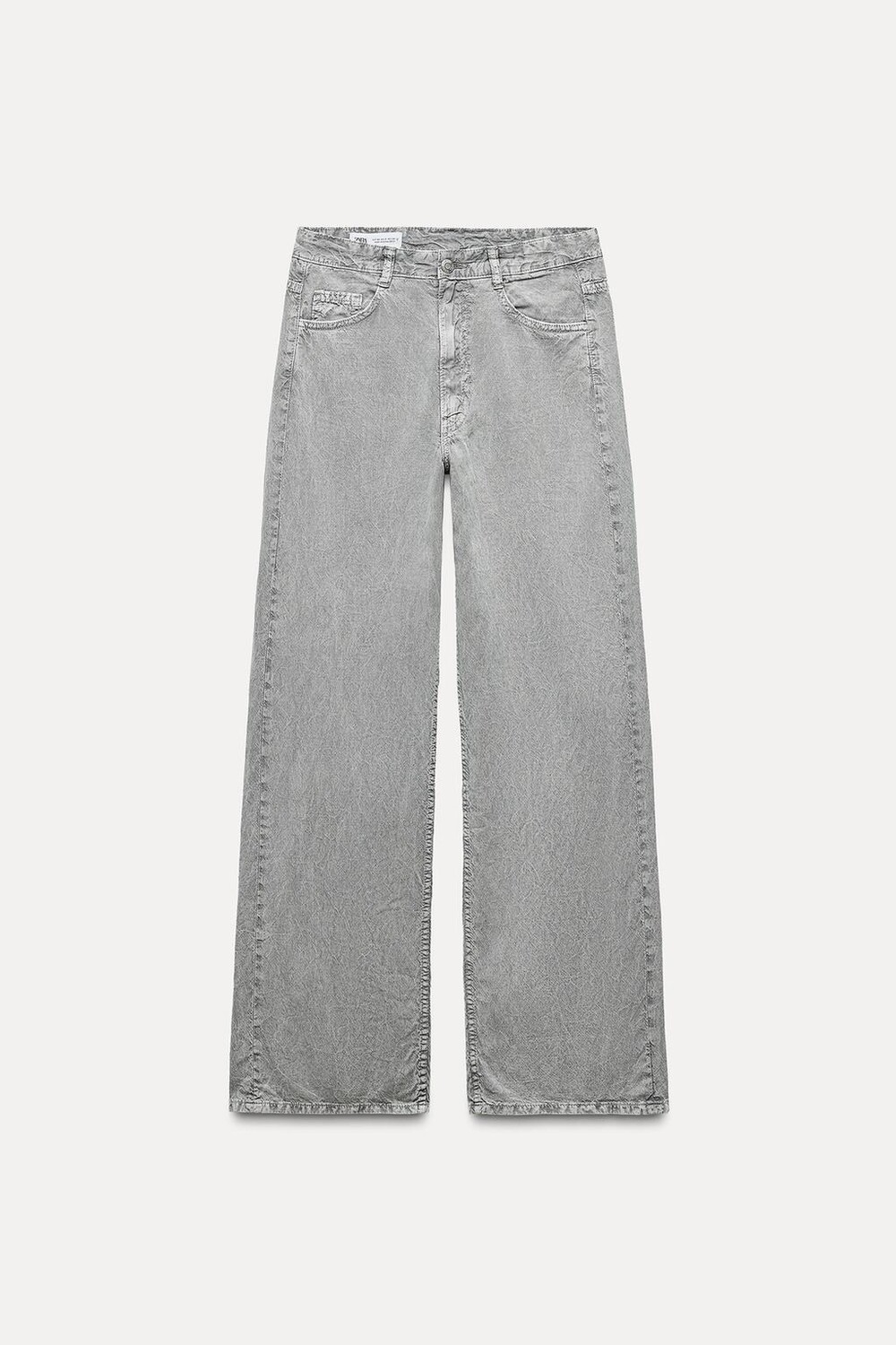 

Широкие струйные брюки с эффектом денима ZARA, серый