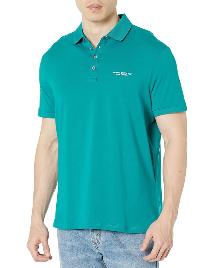 

Поло Armani Exchange Slim Fit Milano/New York Logo, цвет Deep Lake