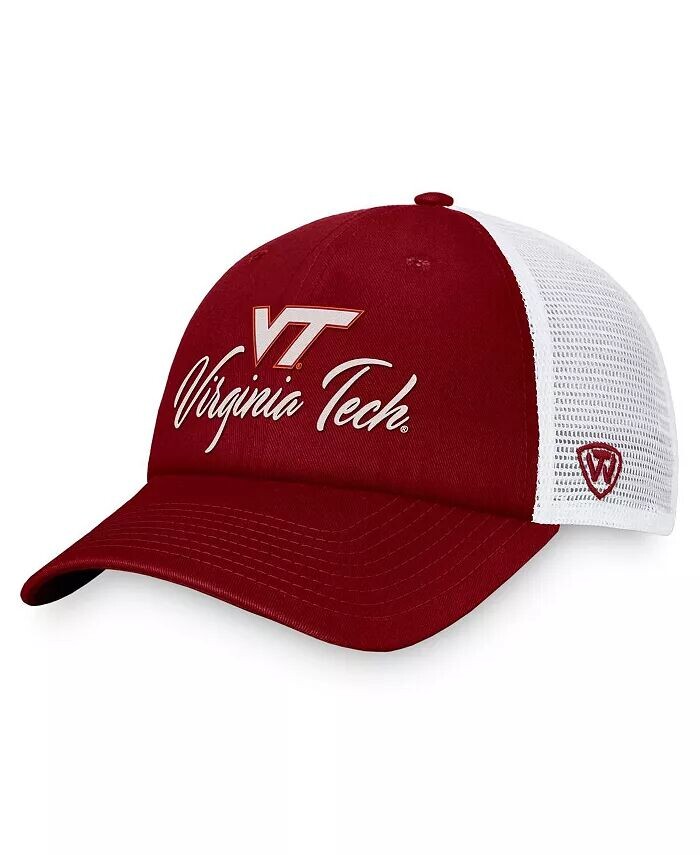 

Женская бордово-белая регулируемая шляпа Virginia Tech Hokies Charm Trucker Top Of The World, красный