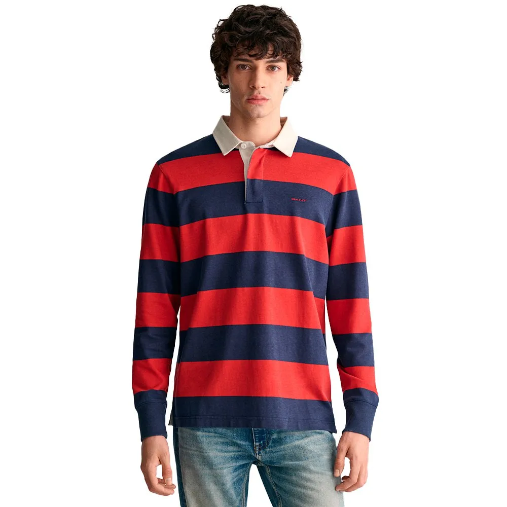 

Поло Gant Block Striped Heavy, розовый