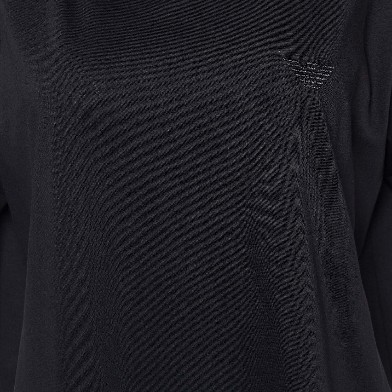 Черная велюровая трикотажная футболка Emporio Armani с узором из хлопка — фото 4