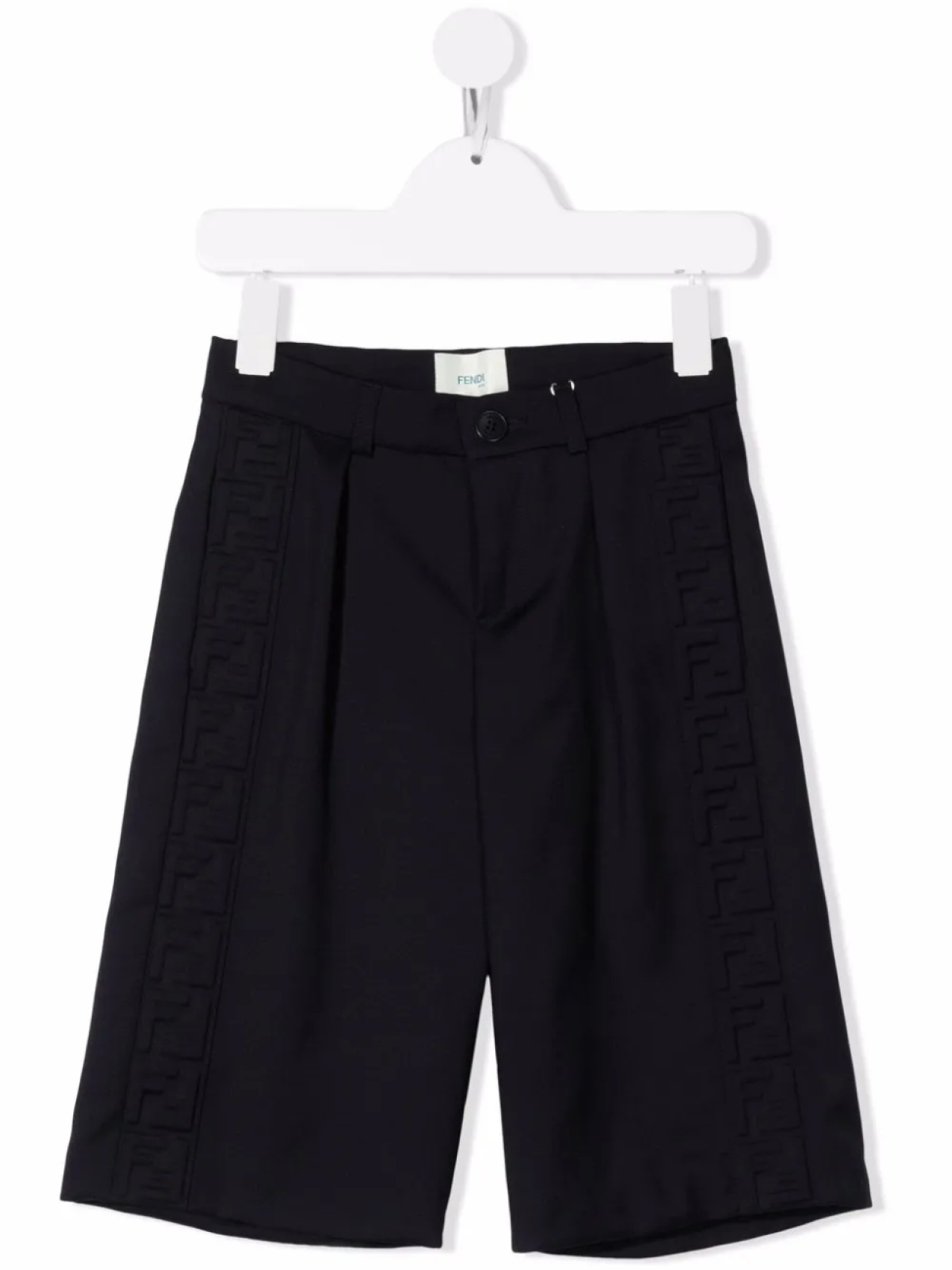 

Шерстяные шорты с тисненым логотипом Fendi Kids, синий